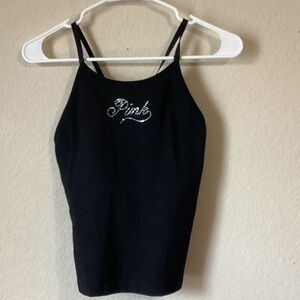 NWT Victoria Secret Pink Racerback Rhinestone “All Day Cotton High Neck Bra Tank